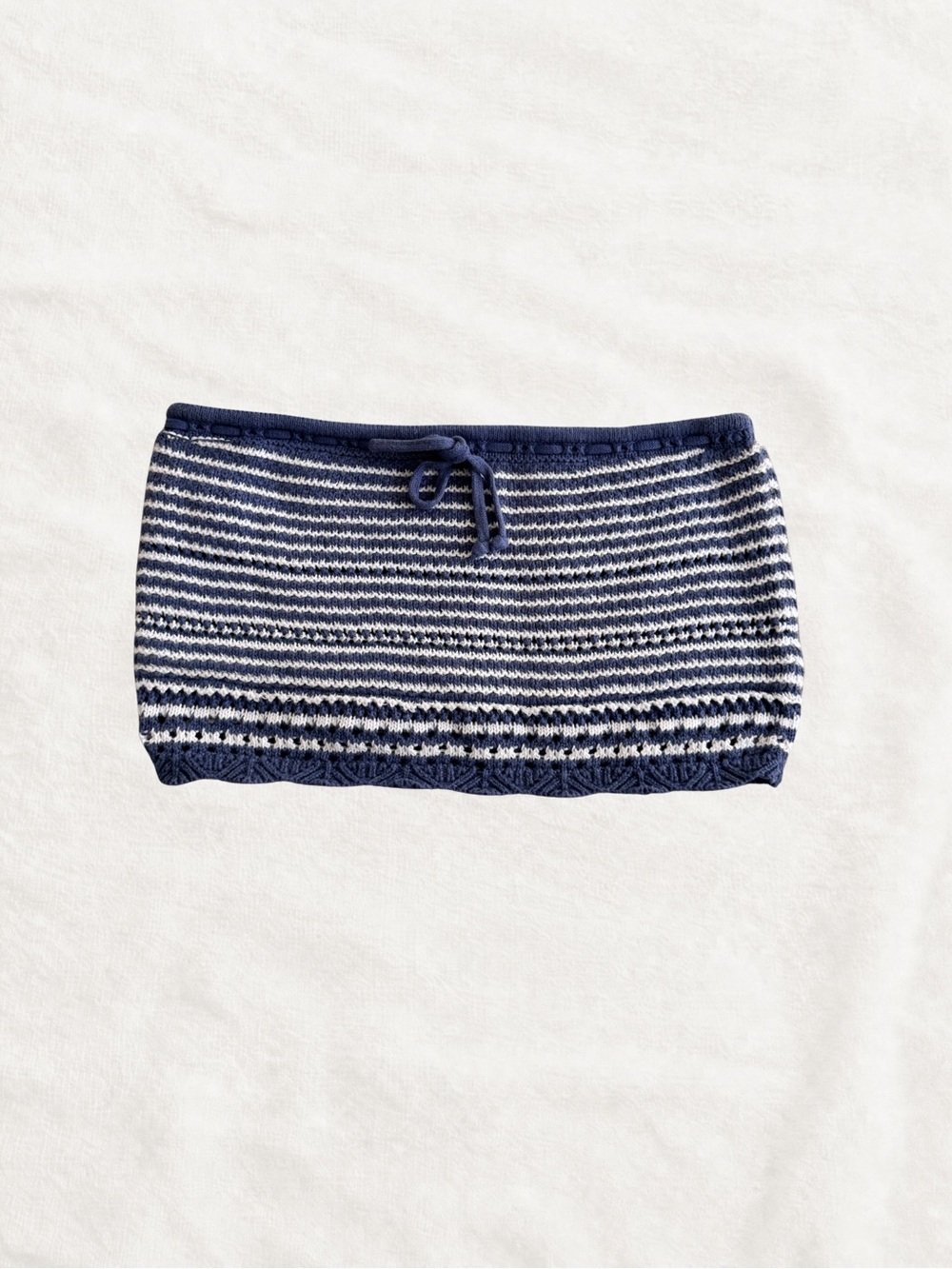 Hollister Navy and White Striped Knit Mini Skirt